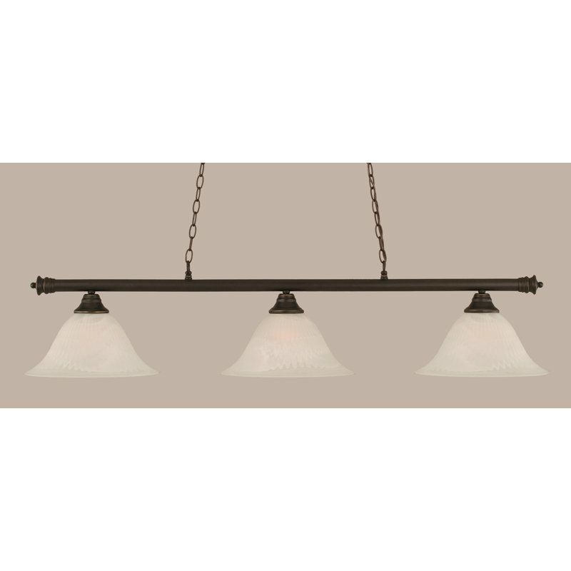 Mendez 3 - Light Pool Table Linear Pendant, Dark Granite, 11.75" H x 54" W x 14" D