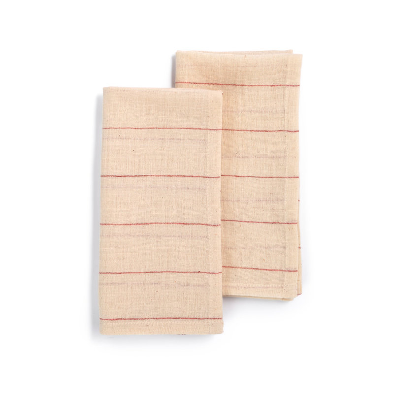 Frederik 100% Cotton Geometric Square Napkin, Orange/Red