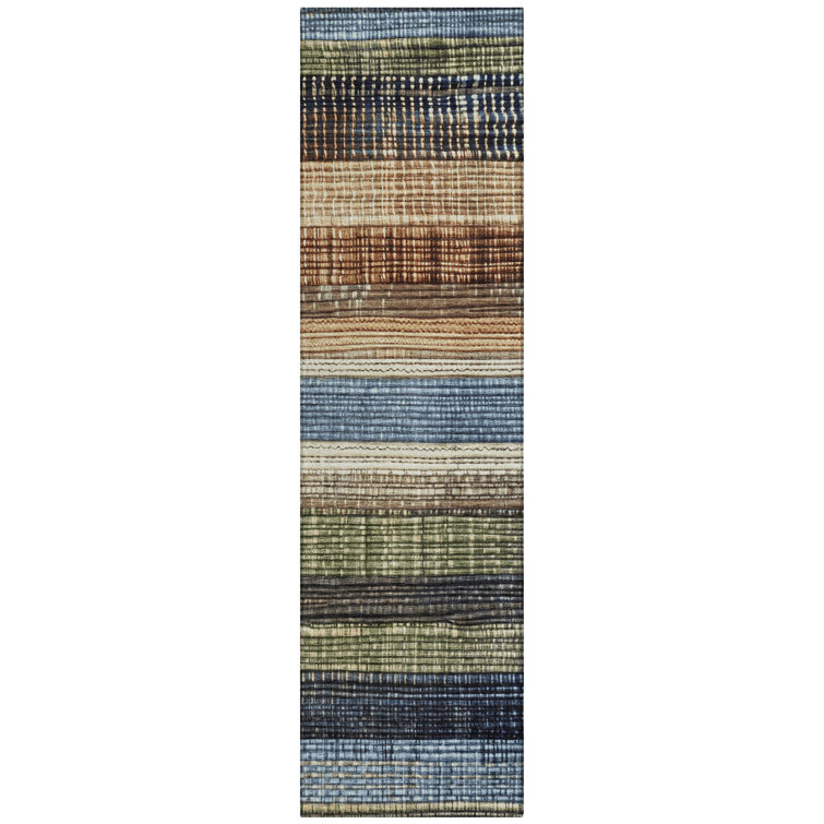 Machine Washable Indoor/Outdoor Xhevrie Blue Rug