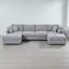 Canapé d'angle moderne Larralde en forme de U, avec 2 poufs amovibles, revêtement en chenille, pour salon-1447287958