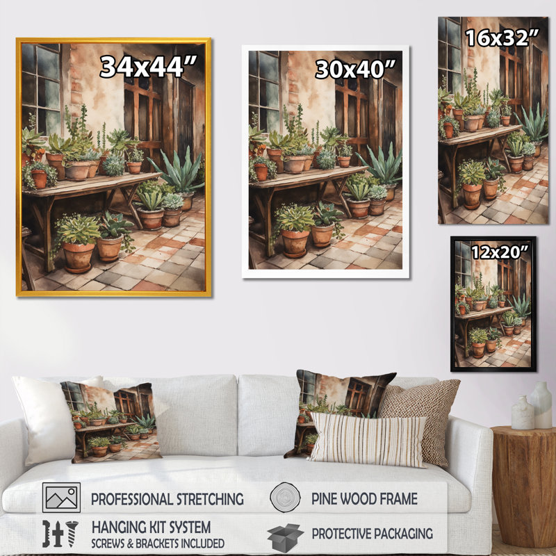 Ribalta Cottage Terrasse Garden I sur impression sur toile, H 44 po x l 34 po x P 1,5 po, Cadre flottant noir