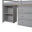 Lit mezzanine double bas avec cabinet, tablettes et bureau portatif à roulettes, lit multifonctionnel-1991668668