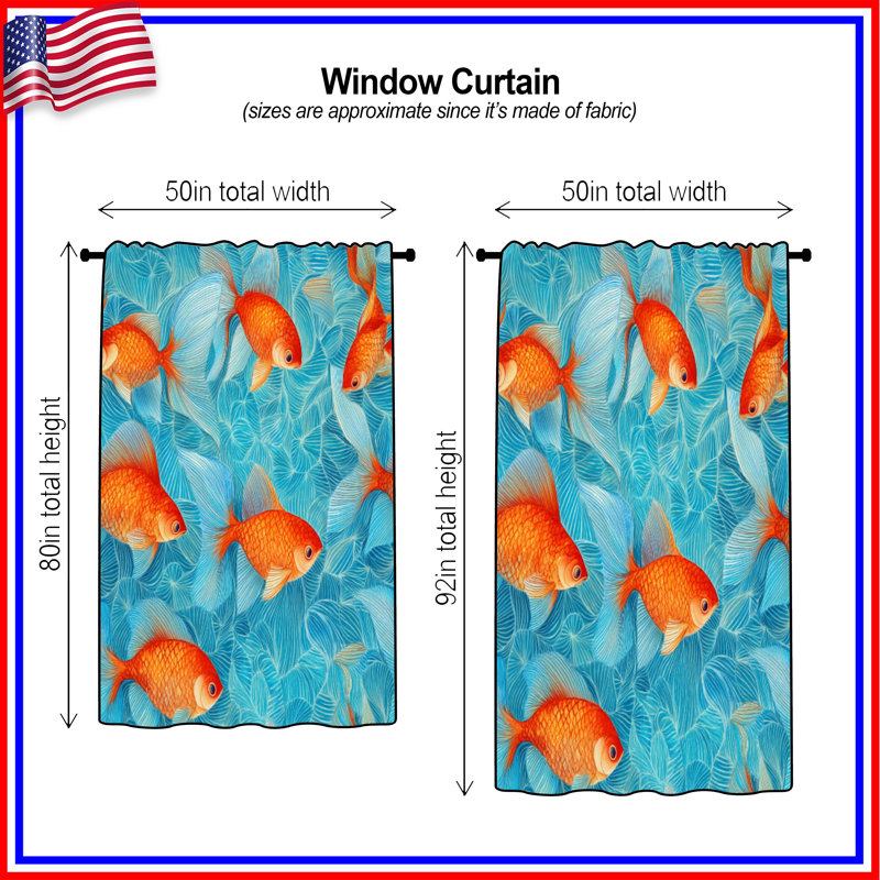 Rideaux de fenêtre Goldfish, 50" x 80" - 1 Panel, Blocage
