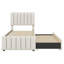 Lit simple avec lit gigogne escamotable et 3 tiroirs de rangement en dessous, lit plateforme simple tapissier en lin-1265162661
