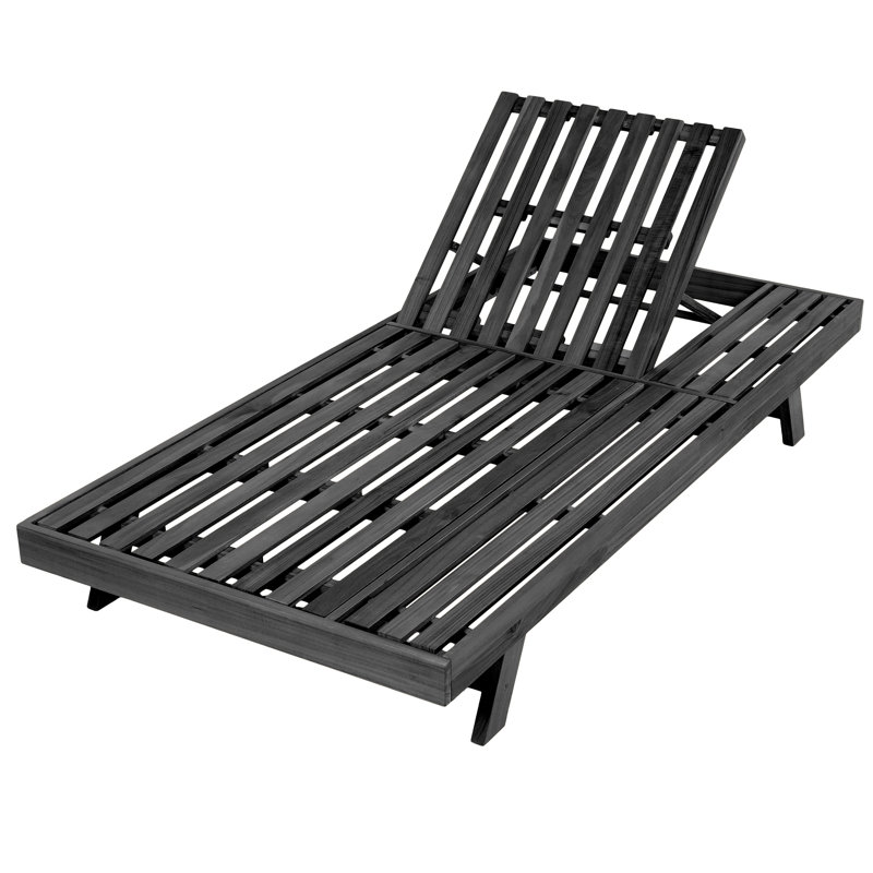 Fauteuil de jardin en bois ajustable, pliable en 2/3, noir, idéal pour se détendre au bord de la piscine ou dans le jardin. Pliable, 4 positions d'inclinaison, sommier à lattes, parfait pour l'extérieur.