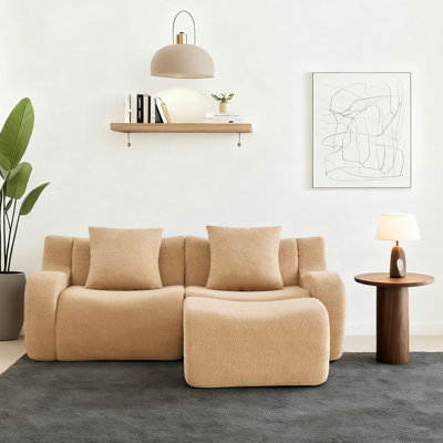 Canapé modulaire rembourré en tissu 2 pièces avec repose-pieds