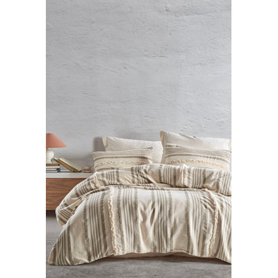 Throwback Cotton Striped Duvet Cover Set with Pillowcases Included