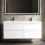 Meuble-lavabo double autoportant 48 po avec lavabo mural 48 po avec comptoir en acrylique, tiroirs à fermeture en douceur et design moderne-74307886