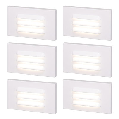 3.5W 5Cct Horizontal Louvered Led Step Lights, Dimmable 120V Stair Lights, White