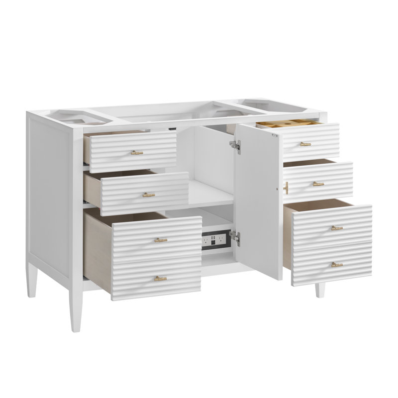 48 in. Handmade Single Vanity, Bright White, White Zeus, Single-Hole