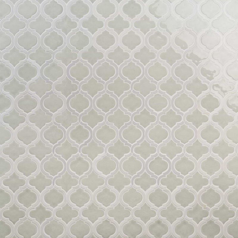 Nabi Arabesque 4" Mixed Finish Glass & Marble Mosaic Tile, Tundra Gray