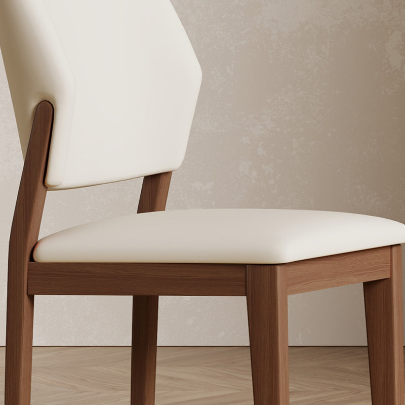 Mid-century Back Side Chair, Faux Leather Dining Chair with Solid Wood Legs, No Assembly Needed, 6