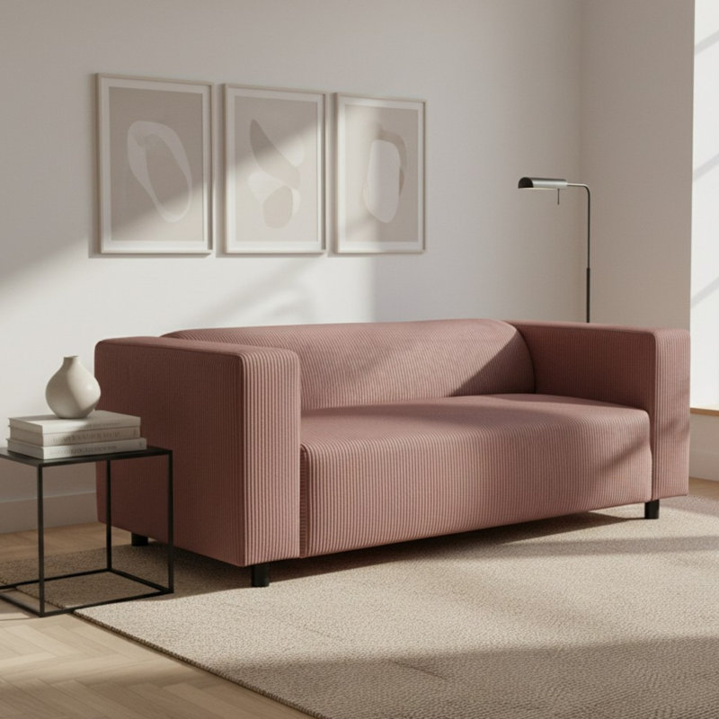 3 Seater Corduroy Sofa, Dusty Pink