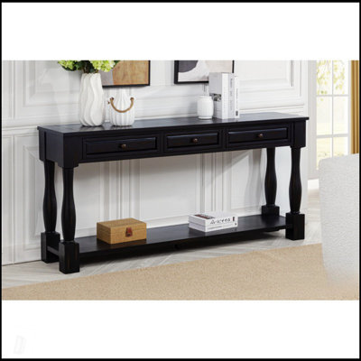 Console de style méditerranéen de 63 pouces de long avec tiroirs et tablette pour les entrées et les couloirs élégants