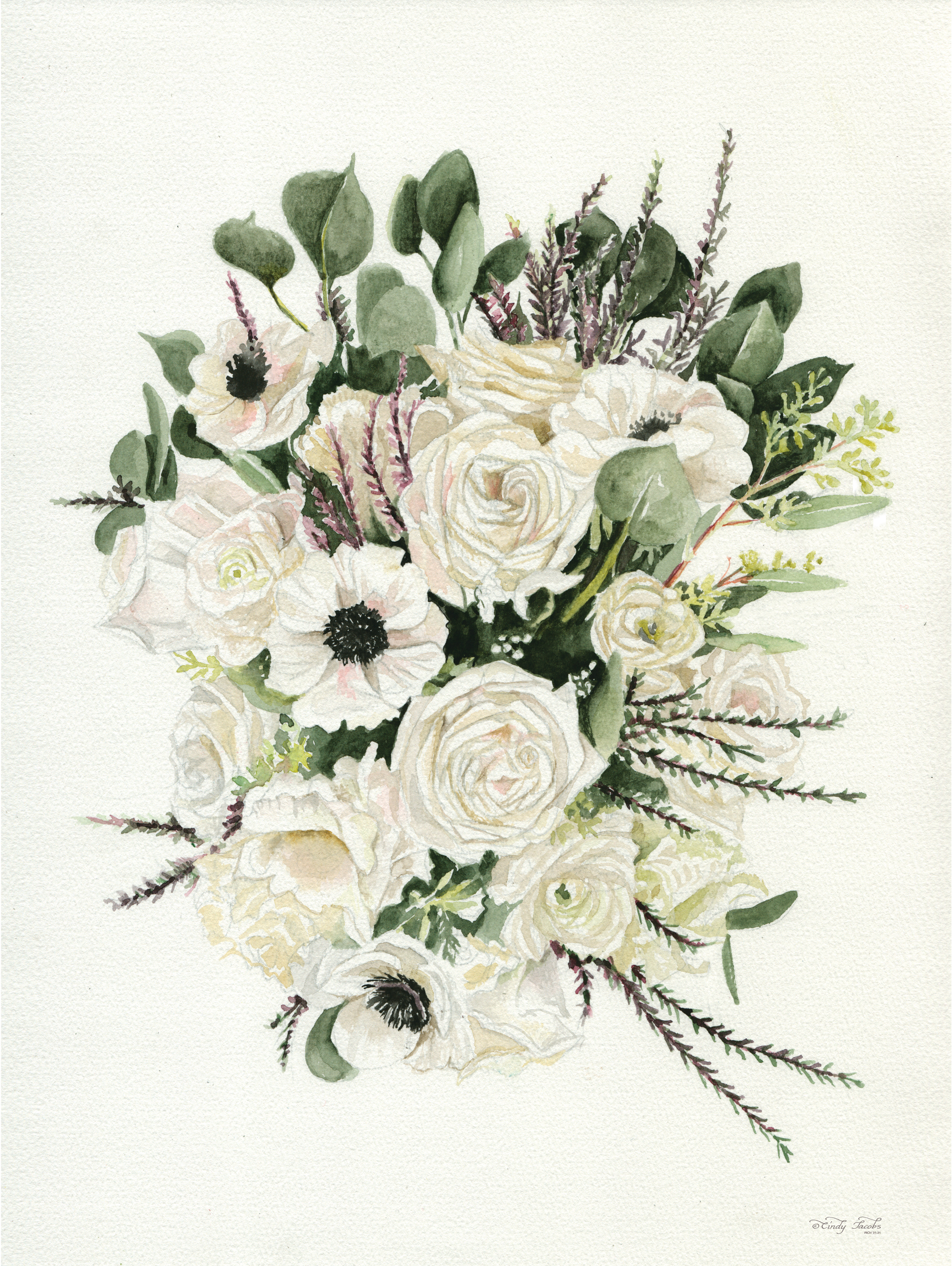 Winston Porter White Bouquet On Canvas Print | Wayfair