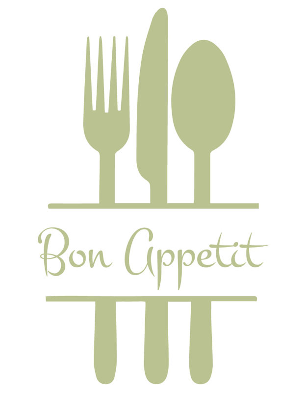 Décalcomanie murale de cuisine bon appetit, Céladon, H 57 po x l 35 po x P 0,01 po