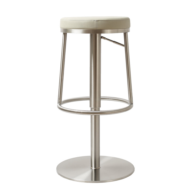 Alfonz Swivel Upholstered Adjustable Height Counter Stool with Metal Frame, Grey/Silver