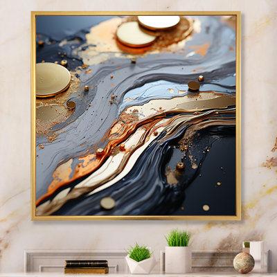 Gold And Gray Modern Liquid Shapes II - Abstract Wall Art Decor