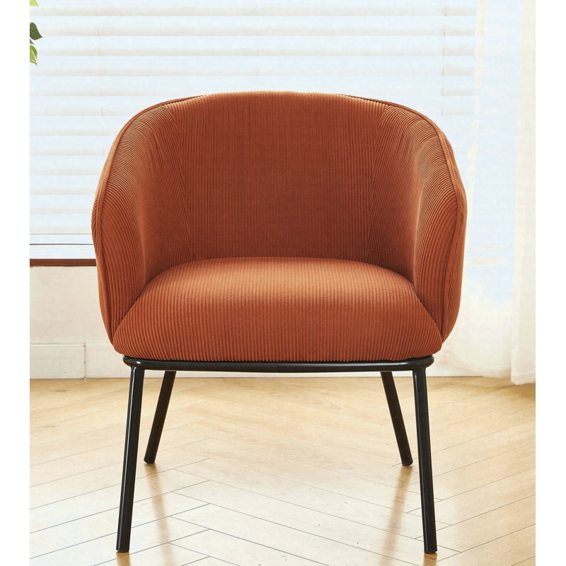 Fauteuil d'appoint moderne en velours côtelé, Orange
