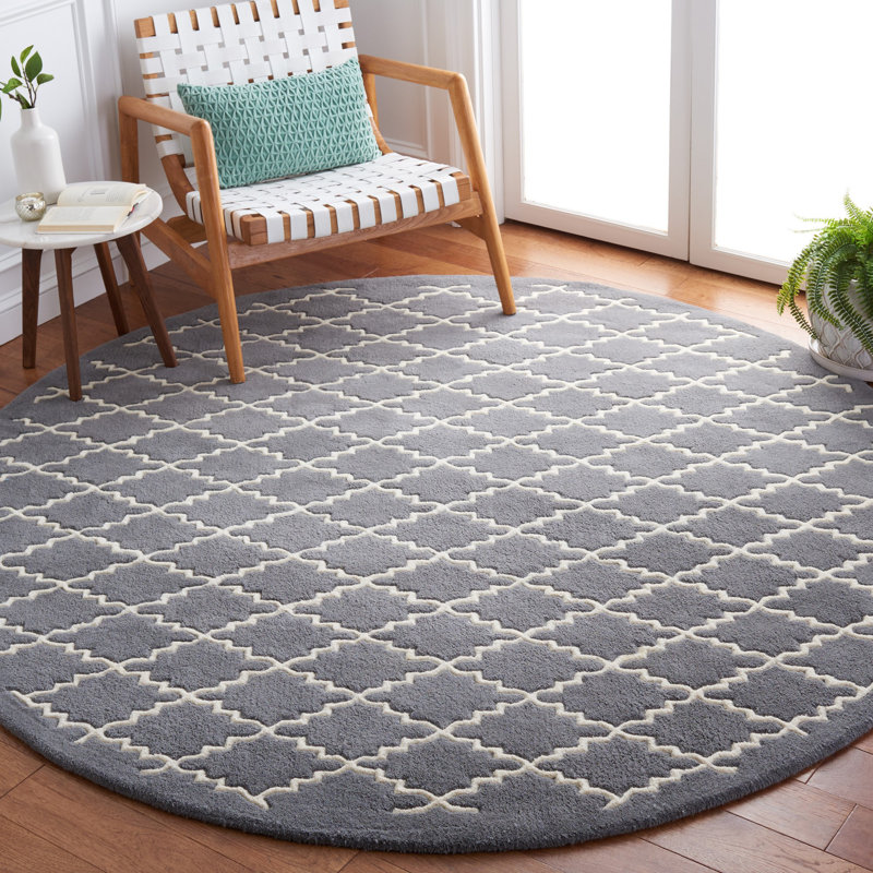 Carolene Hand Tufted Wool Geometric Rug, Round 7'