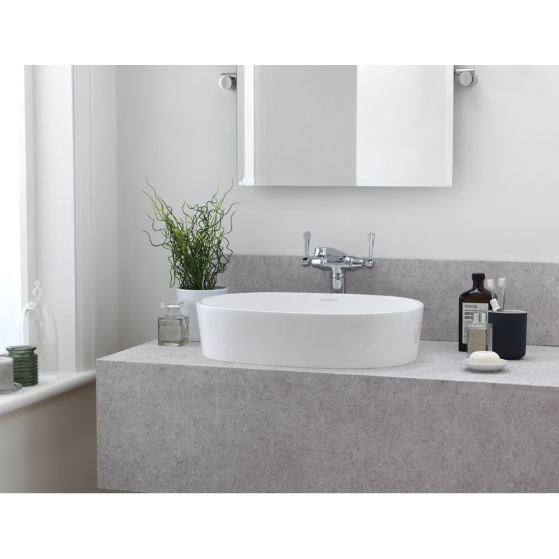 Ios Oval Vessel Bathroom Sink, Matte White