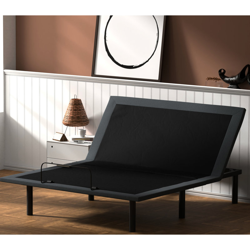 Base de lit réglable pour grand lit Btx4 - tête et pied réglables, matériau en acier, télécommande sans fil, plateforme en contreplaqué, réglage de la couleur gris-noir, installation facile, 2 moteurs 6000n, ouate