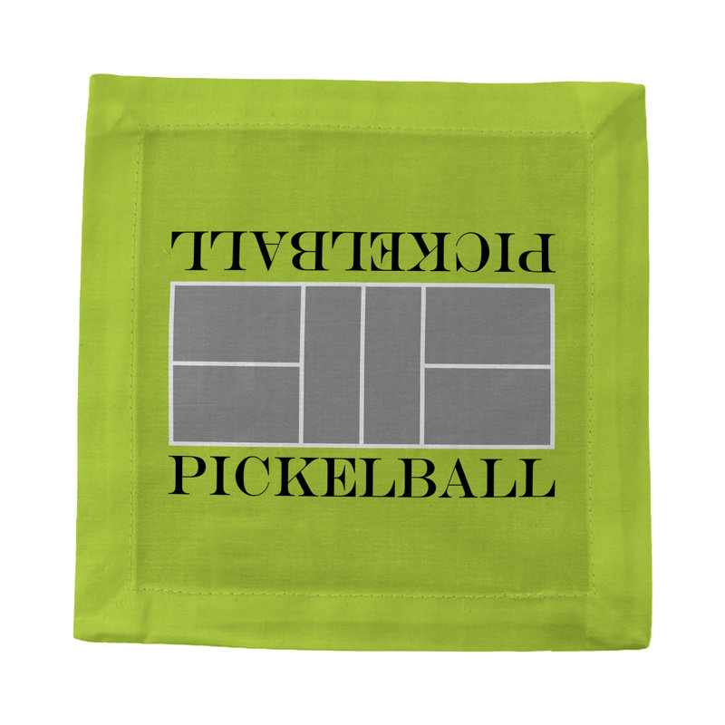 Pickelball Court Cotton Sateen Cocktail Napkins, Silver Lime