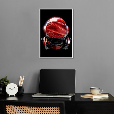 Red Astronaut Helmet Canvas Modern Astronaut Art By Notoriart