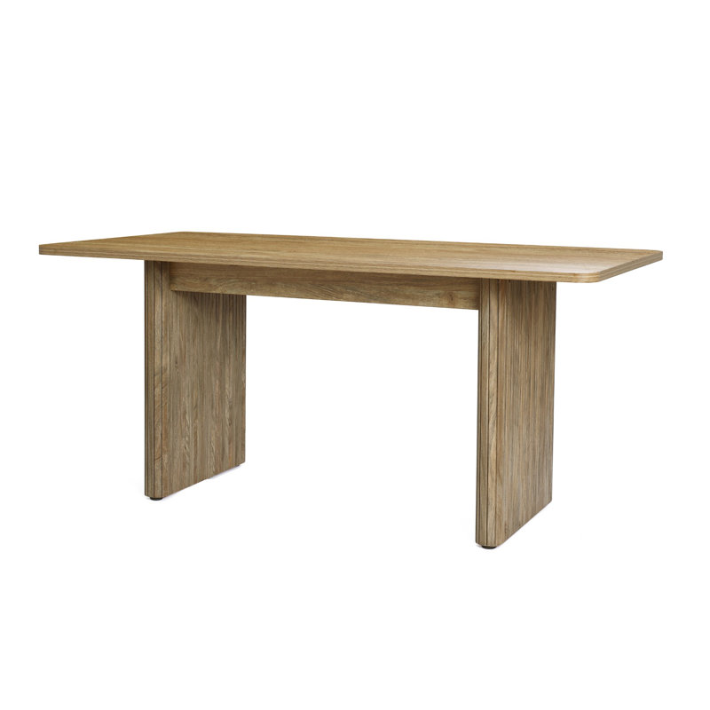 63'' Rectangular Dining Table for 6, Oak Wood MDF Kitchen Table with Fluted Base