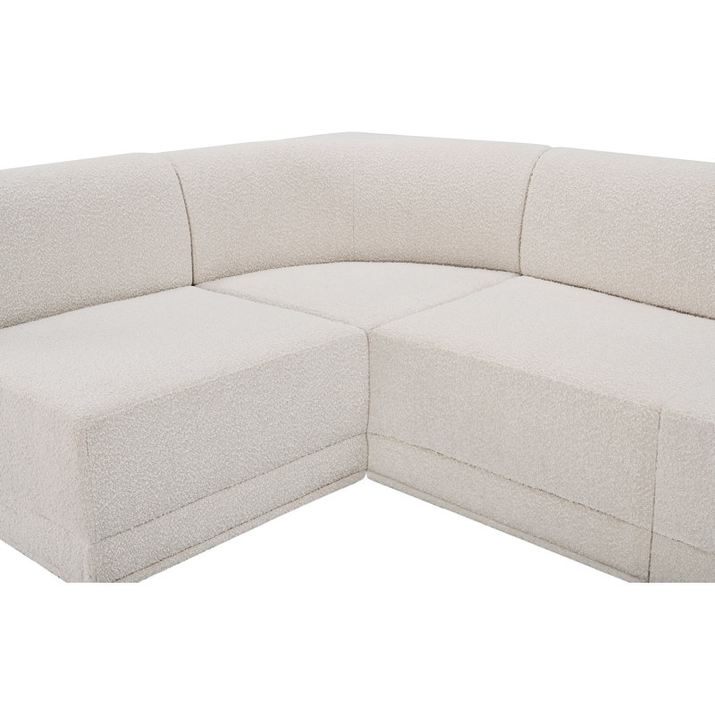 Canapé modulaire rembourré 8 pièces Ollie, Tissu crème bouclé