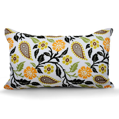 Floral Waterproof Fabric Outdoor Reversible Throw Pillow