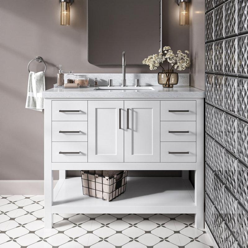 Magnolia Bath Vanity Rectangular Basin S043SCWRV, White, Rectangular