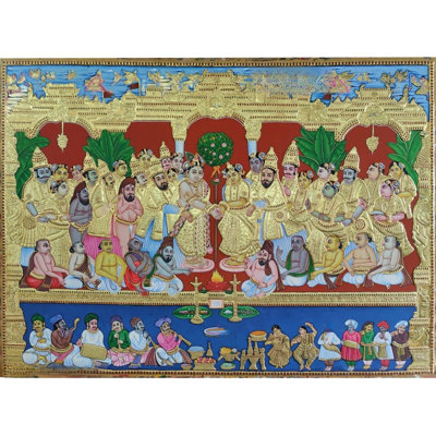 Rukmini Kalyanam Tanjore Painting | Traditional Colors with Gold Work