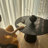 Black Round Solid Wood Dining table-1900784822