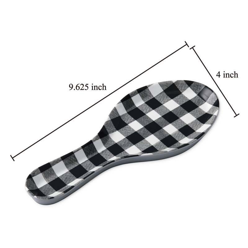 Gingham Black Spoon Rest, Black