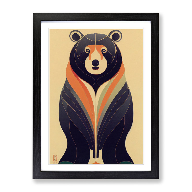Bear No.5 - Single Picture Frame Print, Black Framed, 46cm H x 34cm W x 2cm D