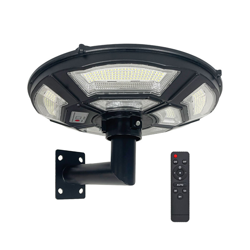 Lampadaire extérieur de 42 cm (16,5 pouces) avec support mural en L, 750 DEL, alimentation solaire, étanche IP65, sans chargeur CC