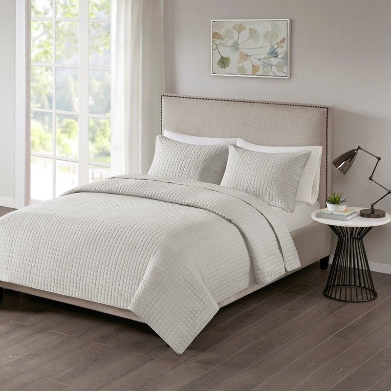 Design Otto 3 Piece Reversible Quilt Set - Queen Grey