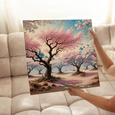 Botanical Pink Trees Modern Unframed Art Print