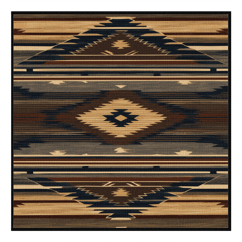 Washable Mesa Lines Southwestern Area Rug, Square 3'