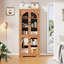 Garde-manger de 70 po de hauteur avec portes en verre arquées, tablettes réglables, armoire de rangement pour aliments, érable rouge-680110041