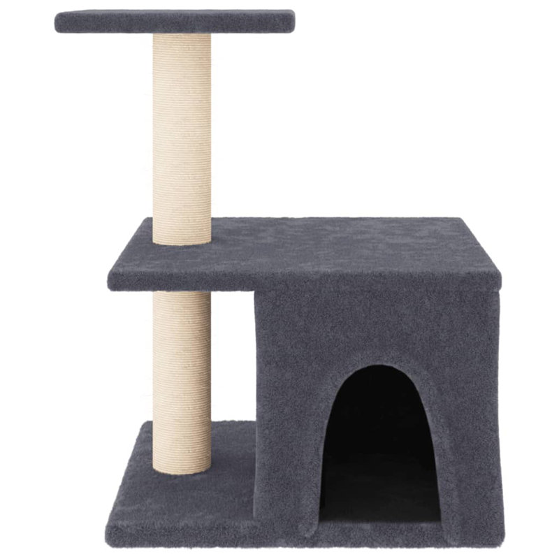 Arbre à chat vidaXL Bois d'ingénierie, sisal moelleux, compact et durable, Gris foncé