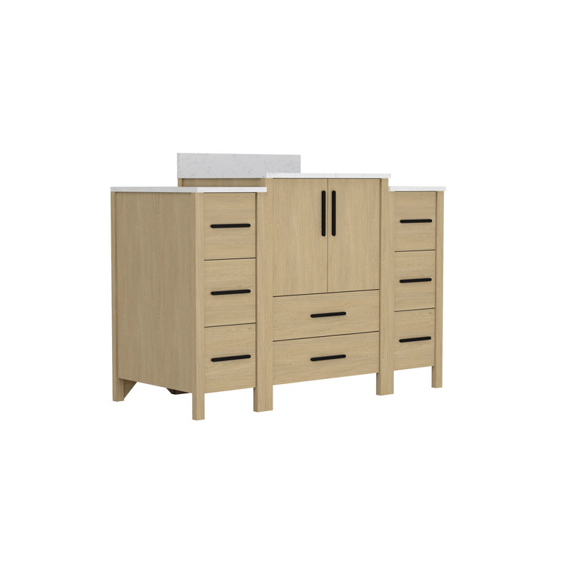Single Sink Bathroom Vanity Cabinet,Freestangding Storage Vanity Cabinet with White Countertop, 48"