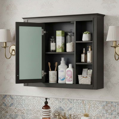 Armoire murale contemporaine pour salle de bain avec miroir, armoire de rangement murale élégante pour les essentiels du quotidien