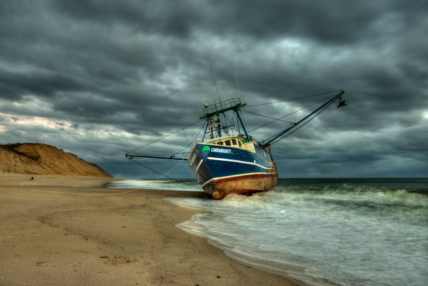 Cod Watercraft Breakwater Bay Grounded Boat After Storm Sunrise Cape Cod On Canvas ...