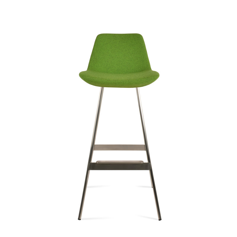 Tabouret Pera Balat, Laine pistache, Acier Inoxydable, Tabouret de comptoir (siège d'une hauteur de 24 p