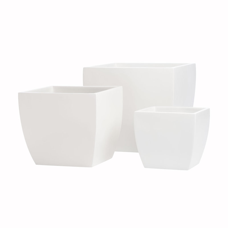 Alexy Pacifica Square Curved Planter Box, 14.5" H x 16" W x 16" D, White