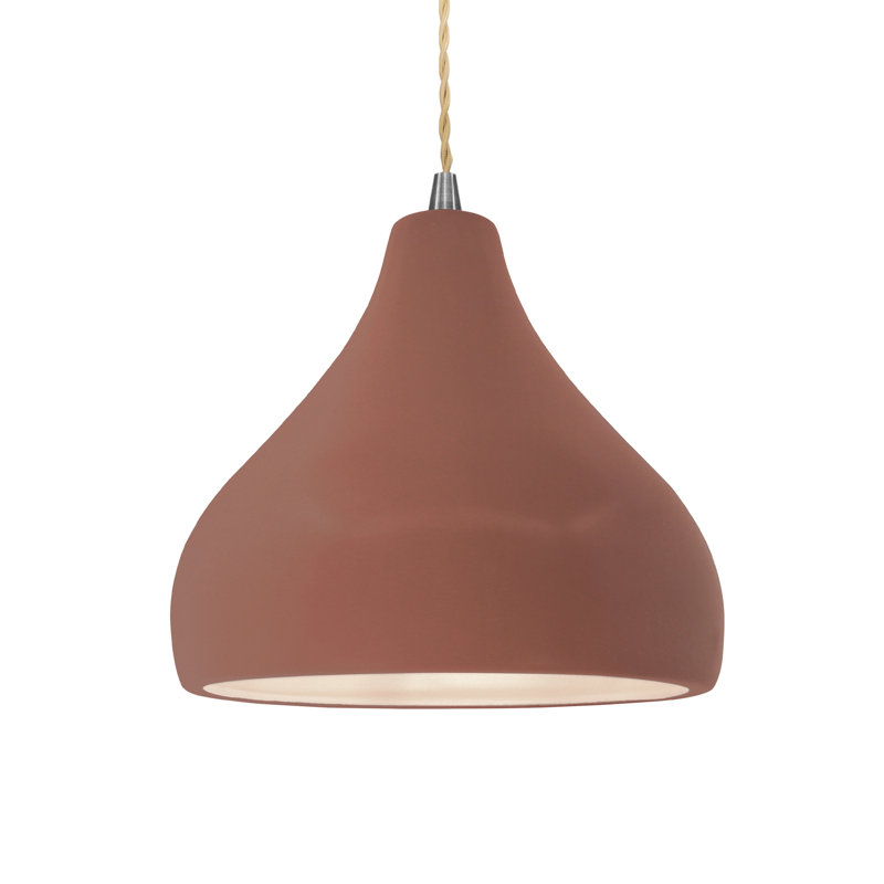 Luminaire suspendu à 1 lumière Meydan, Argile du Canyon, H 8 po x l 11,5 po x P 11,5 po, Nickel brossé