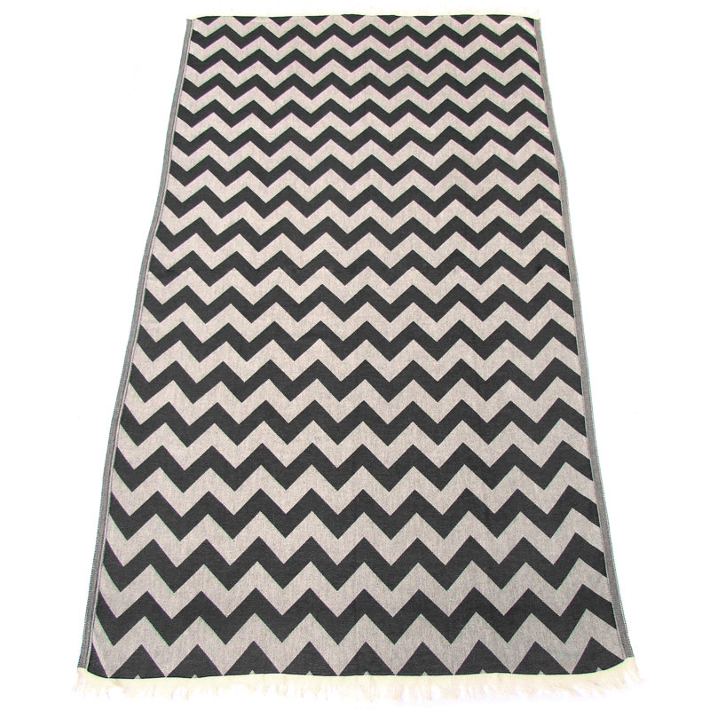 Turkish Cotton Jacquard Beach Towel, Black