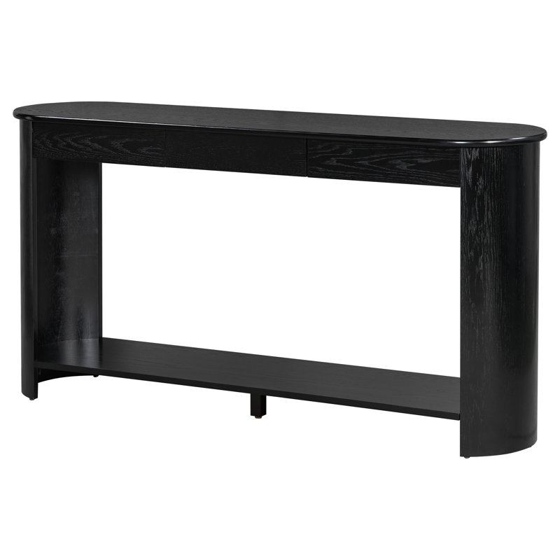 Console 59,8 po avec 3 tiroirs en chêne moderne